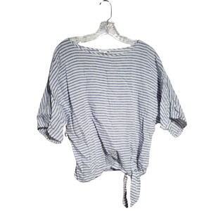 Beach Lunch Lounge “Lucy” Linen Blend Side-Tie Woven Top